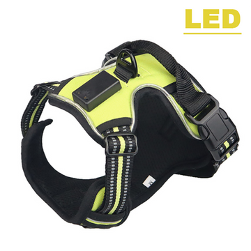 Pet Product LED Harness Tailup Nylon Flashing Light Safety Dog Harness Leash Rope Belt LED Dog Collar Vest Pet Supplies